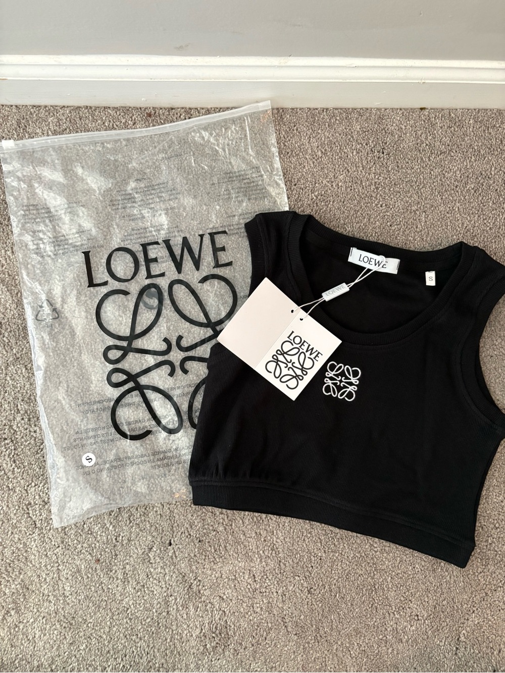 Loewe Black Logo Crop Top